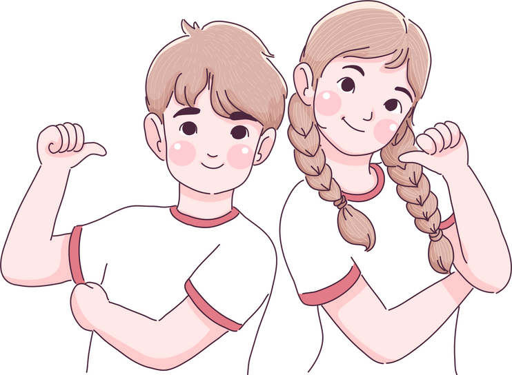 Young Boy and Girl Illustration